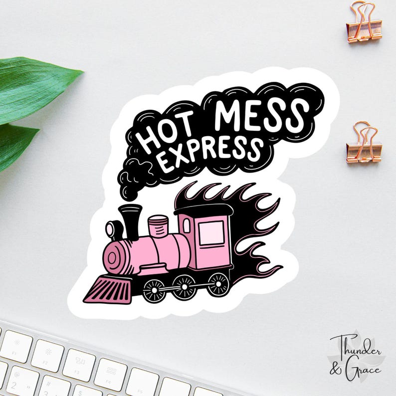 Hot Mess Express Sticker, Anxiety Sticker, Sarcastic Sticker, Funny Laptop Decal, Spicy Disaster, Funny Kindle Sticker, Chaos Coordinator image 1