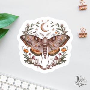 Pegatina de mariposa bohemia, pegatina de luna floral, mariposa floral, pegatina para Kindle, pegatina para botella de agua, pegatina de luna y estrellas, pegatina para coche para mujer