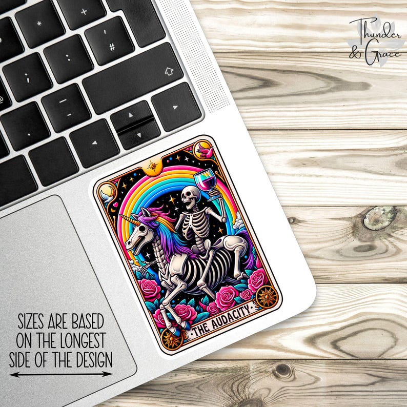 Pegatinas de Audacia, divertidas calcomanías de cartas del tarot, regalo divertido para mamá, regalo para mejor amiga, calcomanía para botella de agua, regalo para amantes del vino, pegatina sarcástica imagen 2