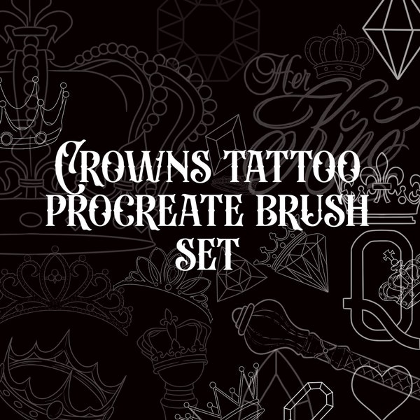 Crowns procreate tattoo set 100+ stamps