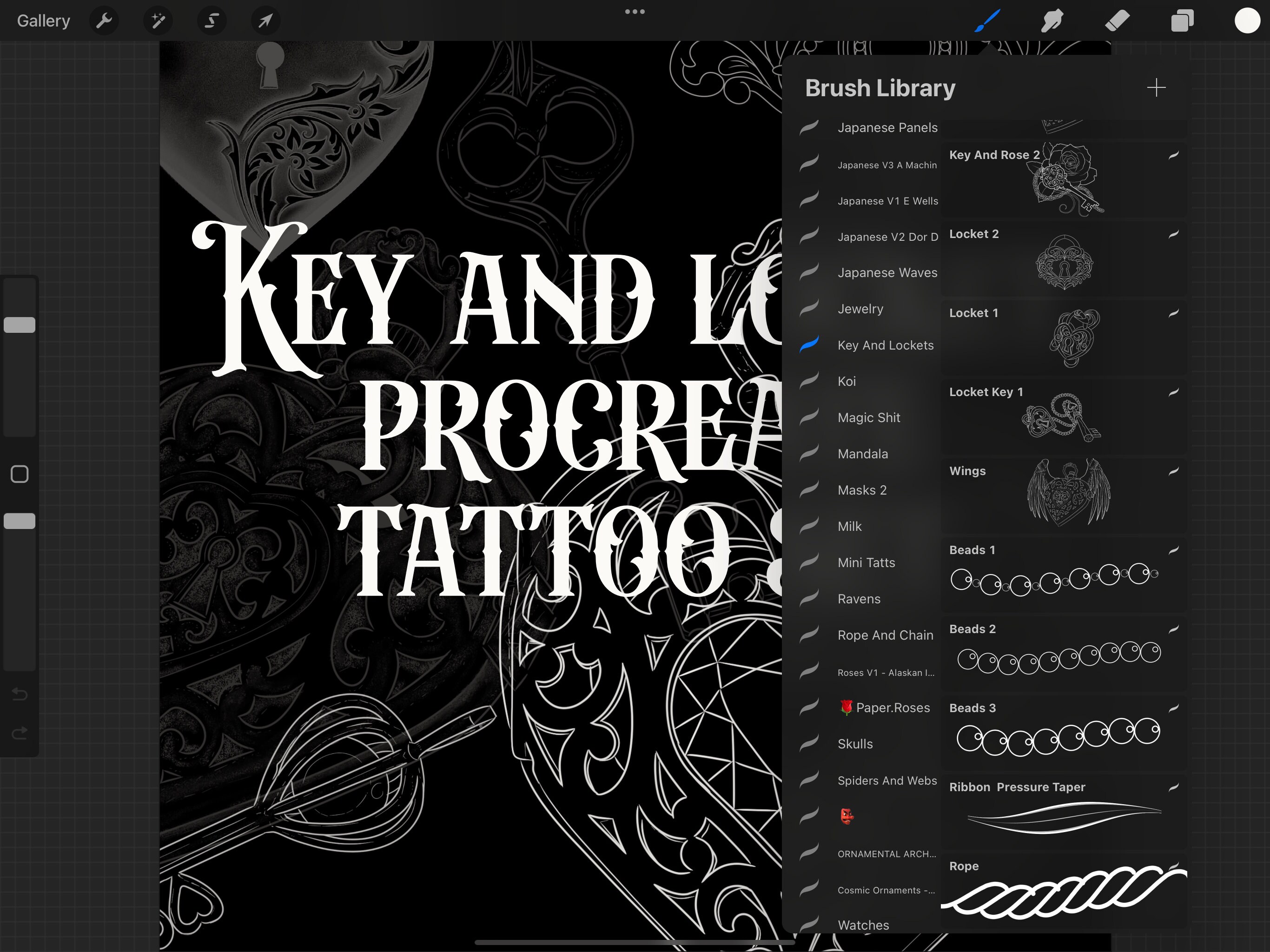Key and Locket Procreate Tattoo Brush Set - Etsy