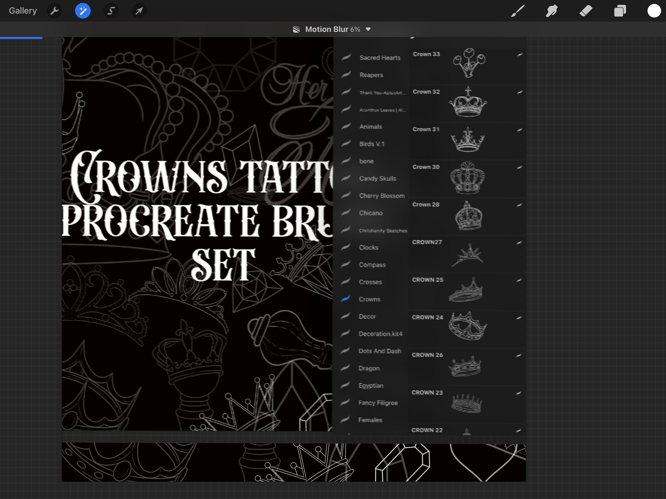 Crowns Procreate Tattoo Set 100+ Stamps - Etsy