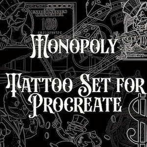 Monopoly procreate tattoo set 60+ designs