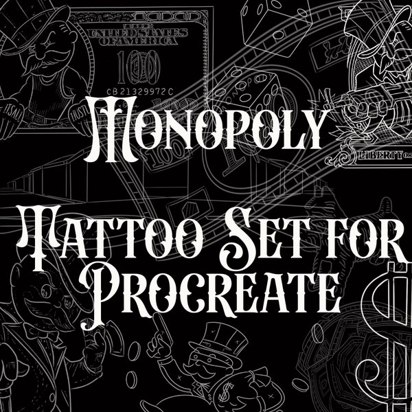 Ensemble de tatouage Monopoly procreate 60+ designs