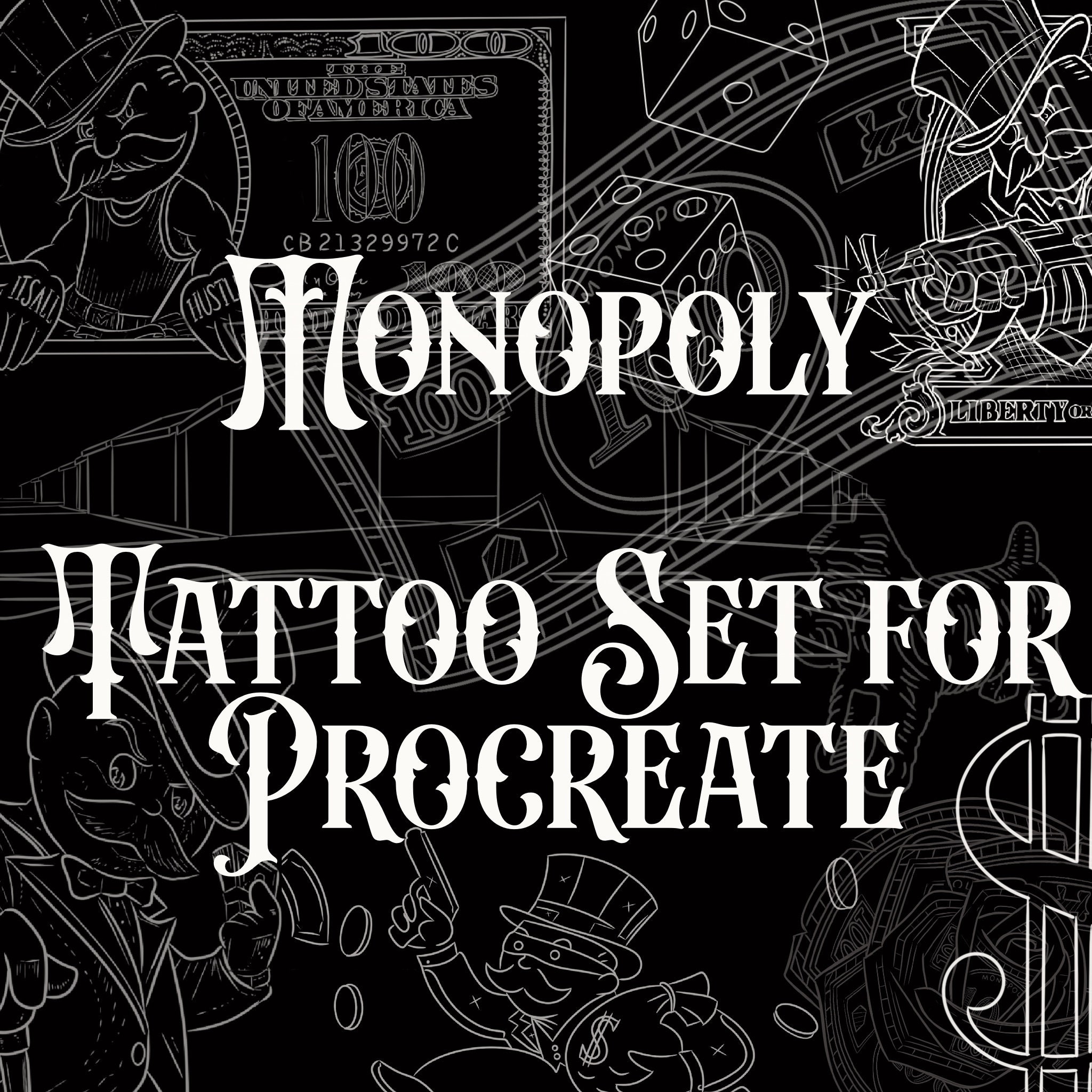 Monopoly Procreate Tattoo Set 60 Designs Etsy