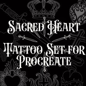 Heiliges Herz Procreate Tattoo Pinsel Set 75+ Stempel
