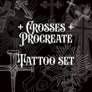 Procreate crosses tattoo set 80 stamps