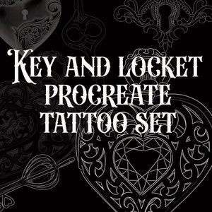 key and locket Procreate tattoo brush set