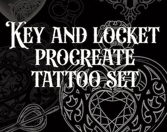key and locket Procreate tattoo brush set