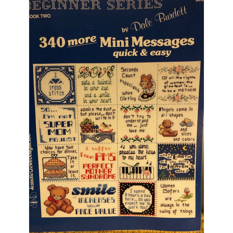Vtg 340 More Mini Message Cross Stitch Book Beginner Series Dale