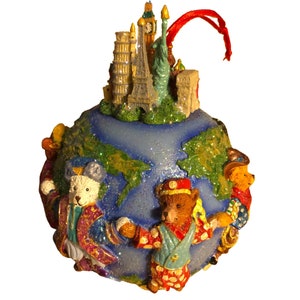 Vtg Christopher Radko Teddies Around the World Christmas Ornament 2002 Signed