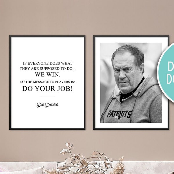 Huge 6 pack of Bill Belichick New England Patriots Inspirational Do Your Job posters for Man Cave, Sports Bar, Office Walls Printable Art