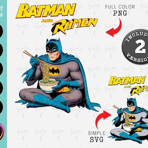 Funny Superhero Bat & Ramen Parody Design for Sublimation, DTF, Print then Cut Design Graphics for T-shirt, Hoodie, Mugs, Stickers or Frame.