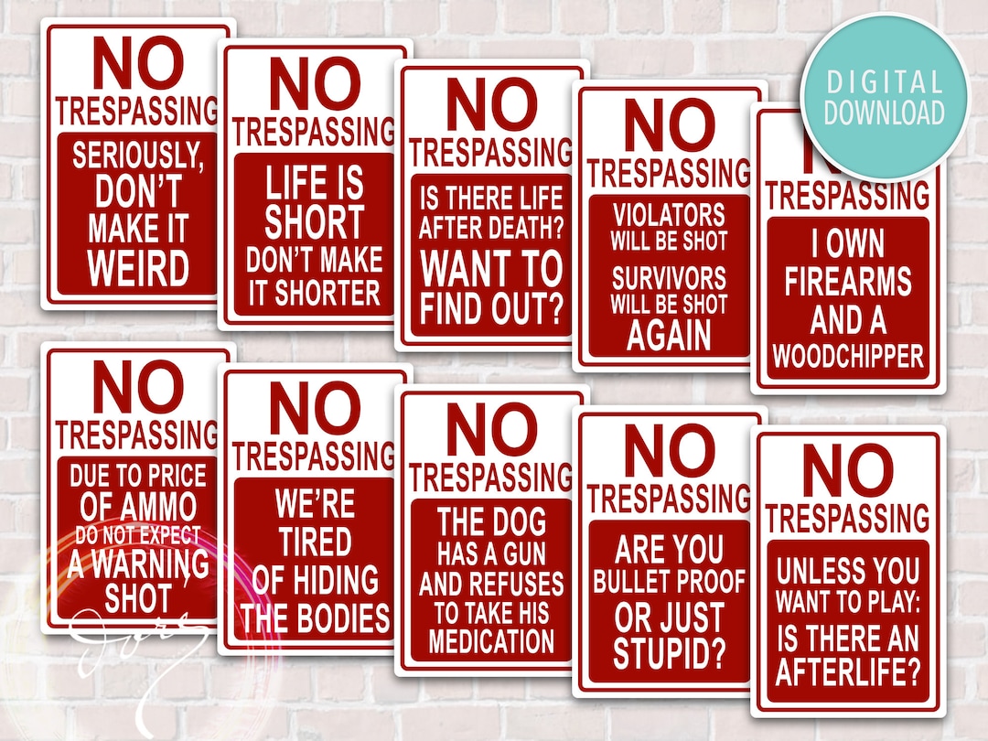No Trespassing Sign SVG PNG Collection, Digital Printable Download ...