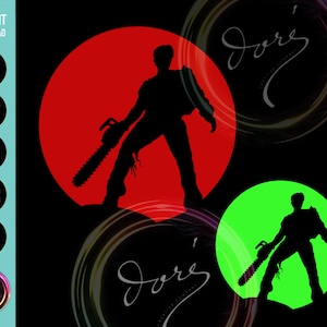 Exército das Trevas Evil Dead Ash Silhouette PNG SVG para Cricut Printable Art. Gráficos de design de sublimação. Para camisa, moletom, caneca e adesivos