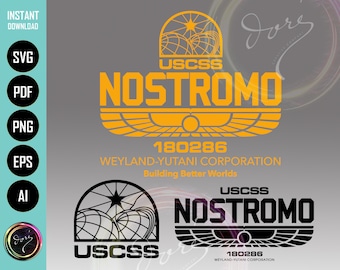 3 Nostromo Alien Aliens Logos T-shirt PNG SVG for Cricut Printable Art. Sublimation Design Graphics for Shirt, Hoodie, Mug & Stickers
