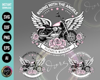 Riding With the Angels Motorcycle Bikers Memorial PNG SVG