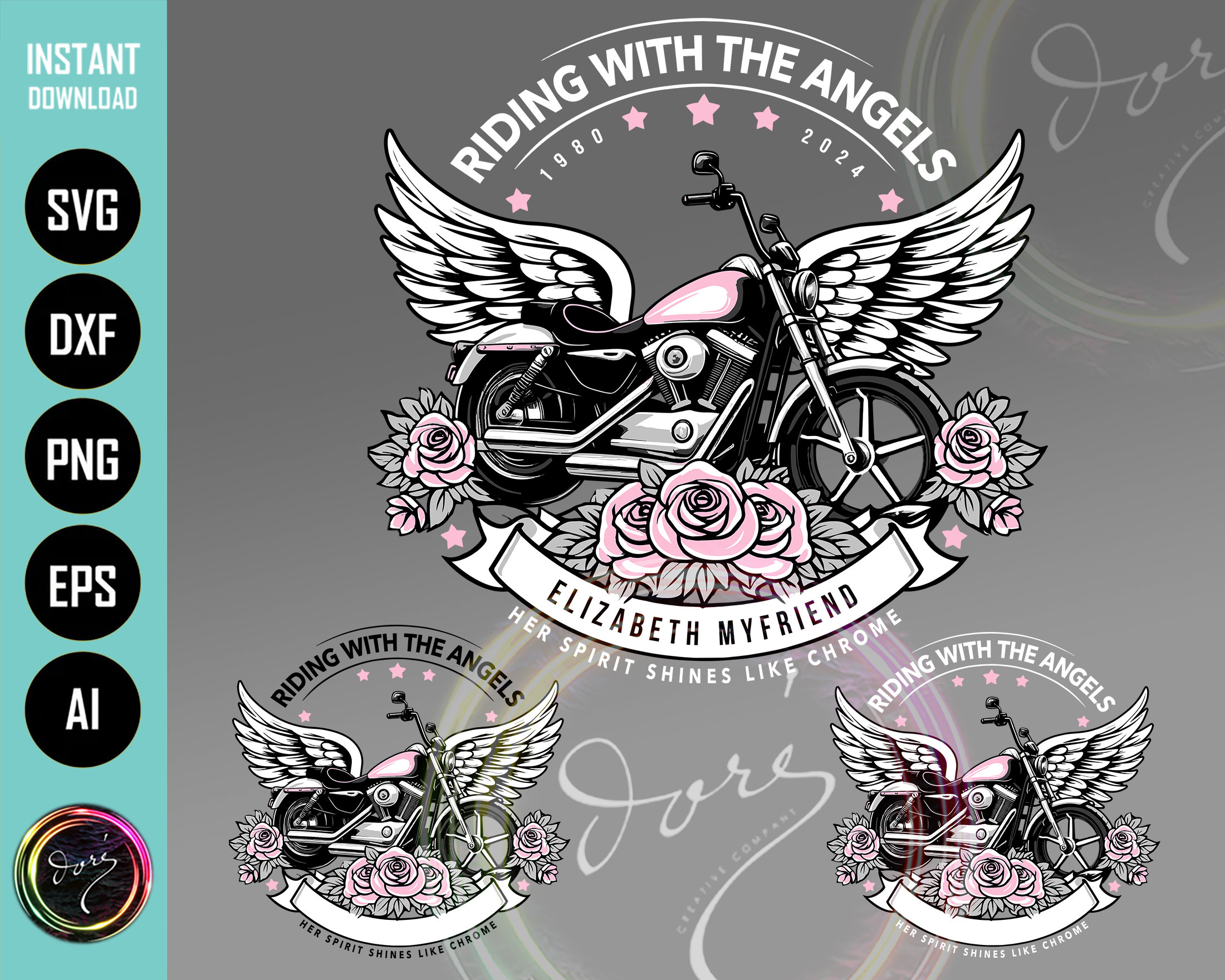Riding With the Angels Motorcycle Bikers Memorial PNG SVG
