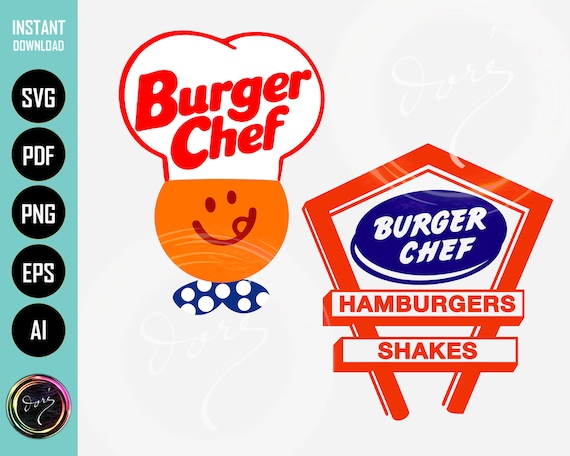 バーガー シェフのレトロ ロゴ PNG SVG、Cricut 印刷可能アート用