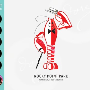 Rocky Point Amusement Park Logo PNG SVG for Cricut Printable Art. Sublimation Design Graphics. Fun Lobster Design for Shirt, Hoodie, & Mug