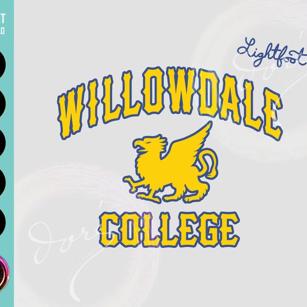 Willowdale College Lightfoot T-shirt PNG SVG DXF for Cricut Printable Art. Sublimation Design Graphics for Shirt, Hoodie, Mug & Stickers