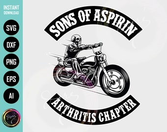 Sons of Aspirin Motorcycle Bikers Club Camiseta PNG SVG para Cricut  Gráficos de diseño de sublimación de arte imprimibles para camisa, sudadera  con