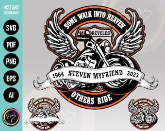 Motorcycle Bikers Memorial T-shirt PNG SVG for DIY Customization or Personalization Graphics. 2 Designs for Shirt, Hoodie, Mug, Stickers
