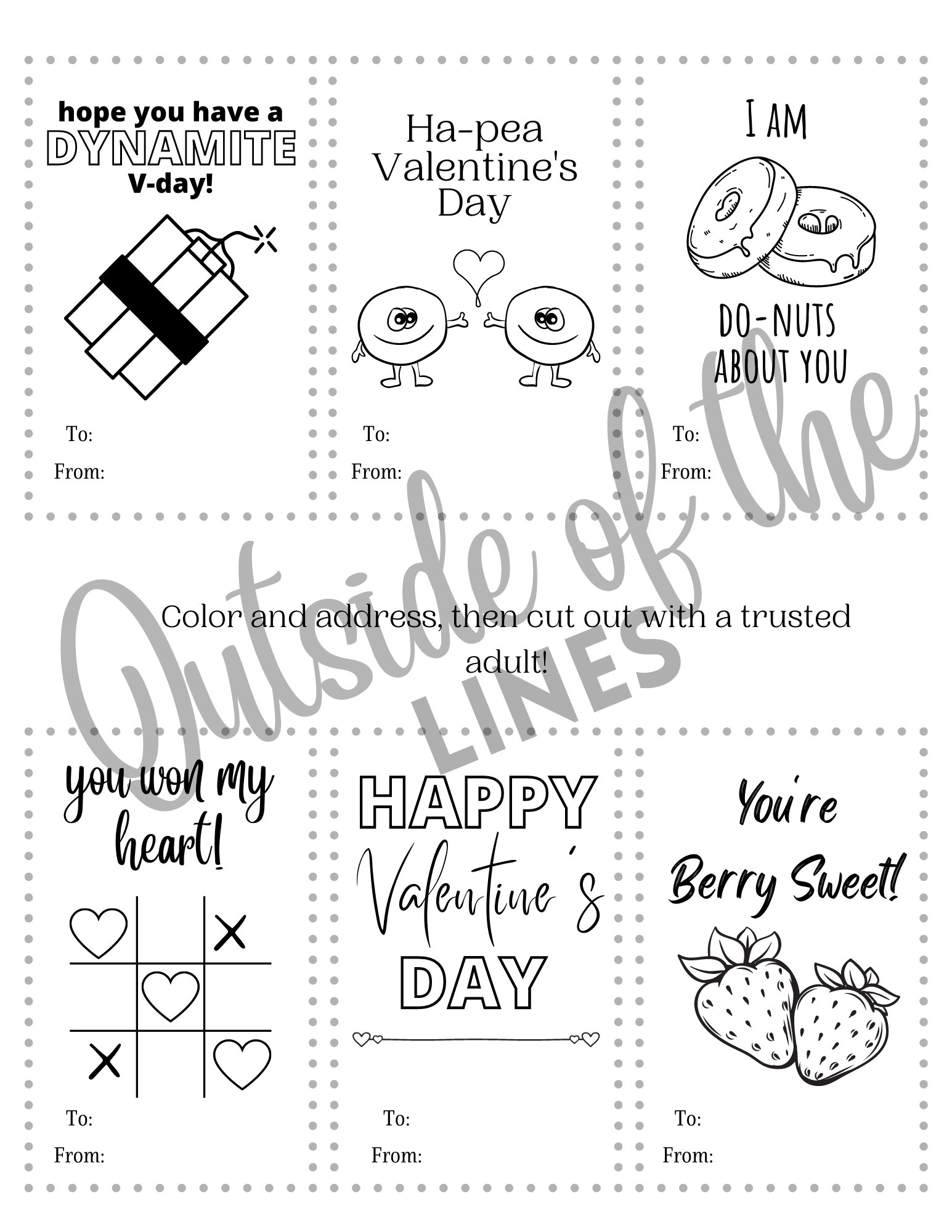 Printable Valentine's Day Coloring Pages, Instant Download, V-day ...