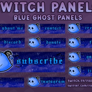 Cute Spooky Gothic Blue Nighttime Ghost Panels for Twitch
