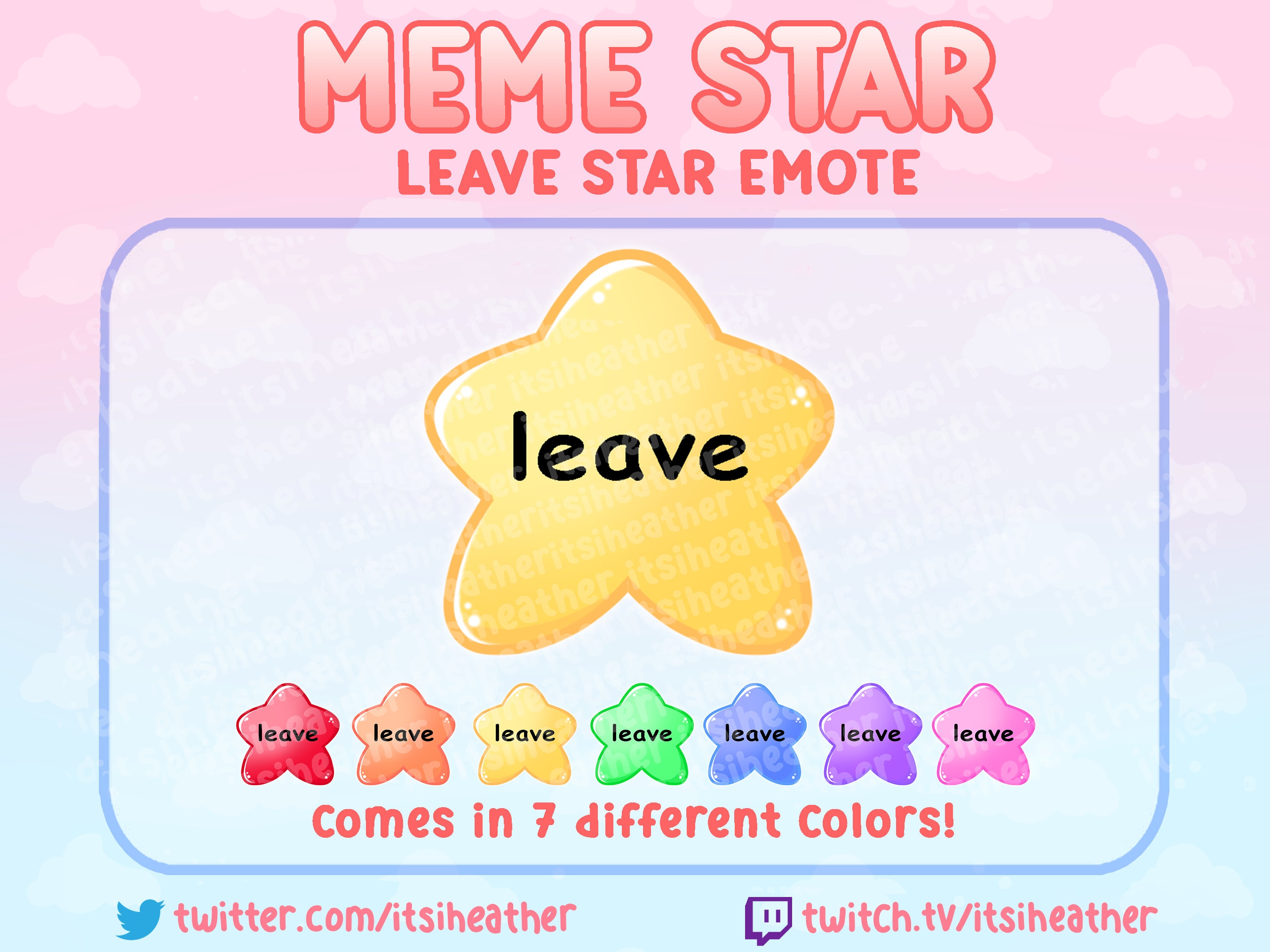 Cute Meme Star Emotes - Leave - 7 pack - Twitch, YouTube, Discord Emojis