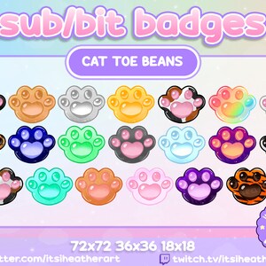 GIANT PACK of Cute Kawaii Cat Paw Toe Bean Sub/Bit Badges- 20 Badges - Twitch, Discord
