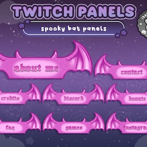 Lindos paneles de ala de murciélago rosa gótica espeluznante para Twitch