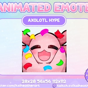 Animated Cute Hype Axolotl Emote - Twitch, Discord, YouTube