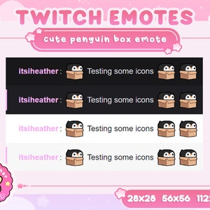 Cute Kawaii Penguin Box Emote - Twitch, Youtube, Discord Emojis - Etsy