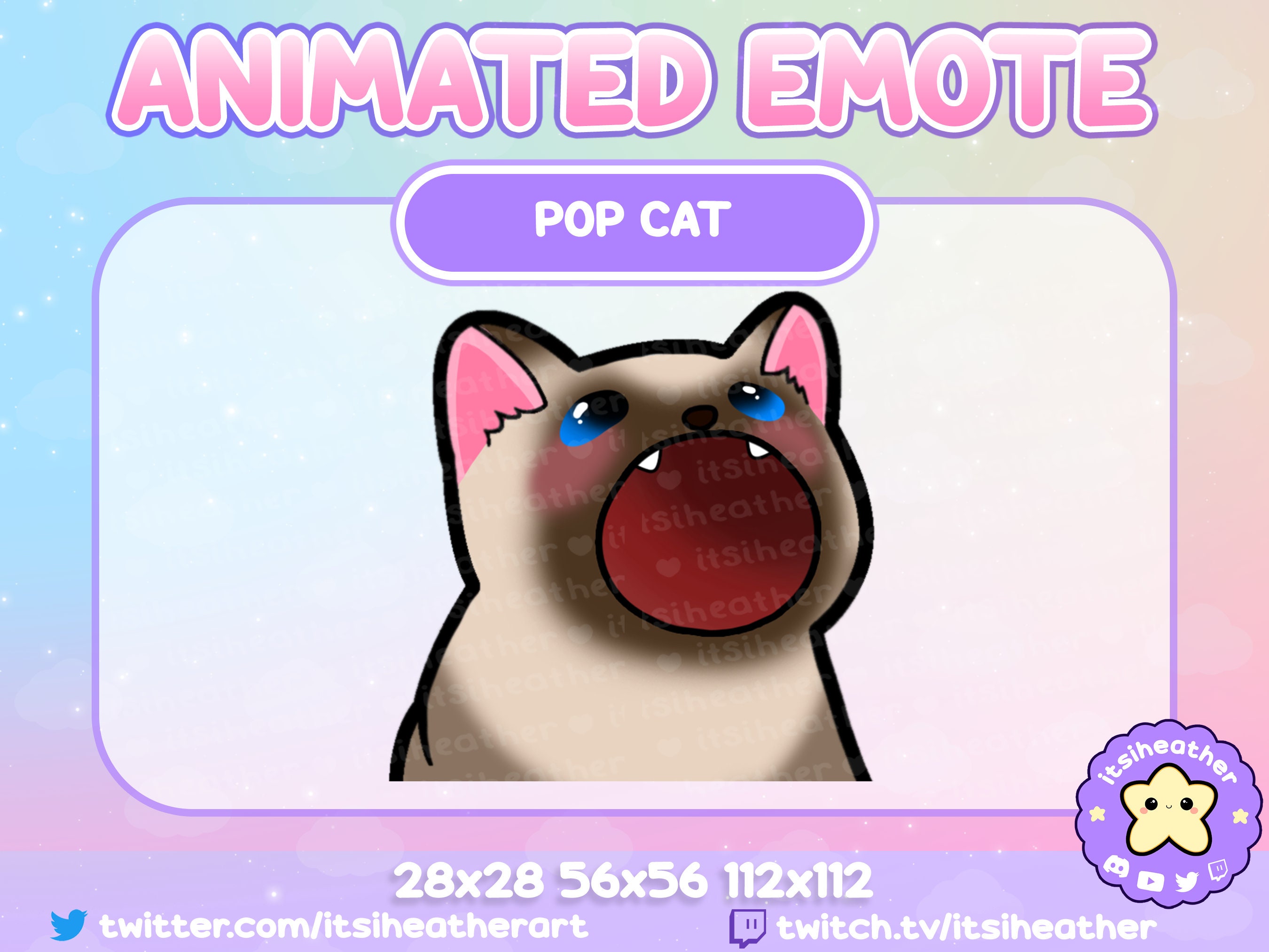 Animated Cute Siamese Pop Cat Emote - Twitch, Discord, Youtube - Etsy
