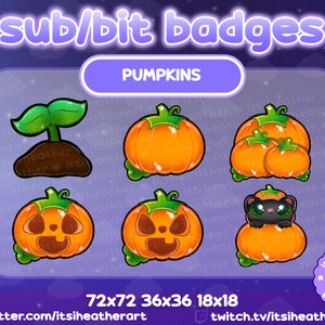 Cute Pumpkin Cat Spooky Halloween Sub/Bit Badges- Twitch