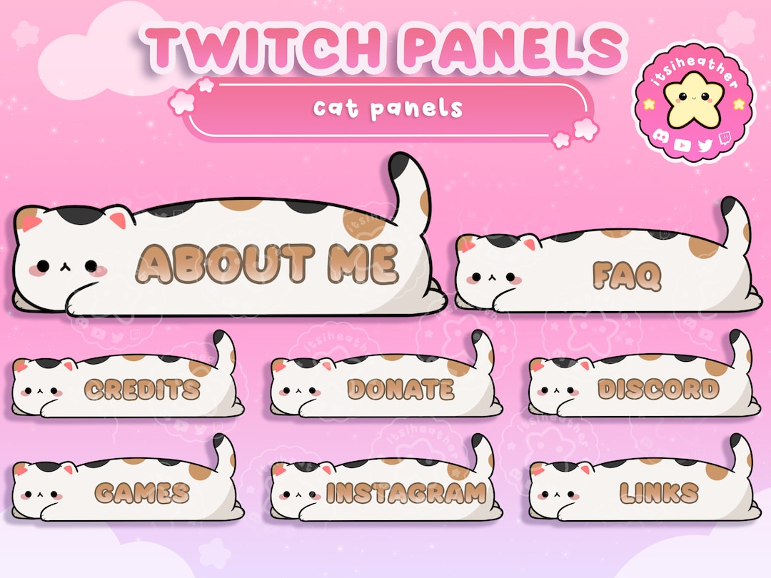 Cute Kawaii Multicolor Cat Panels for Twitch - Etsy