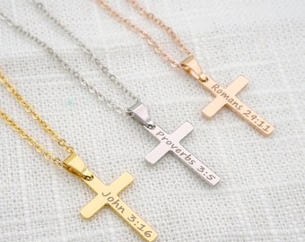 Personalized Custom Bible Verse Necklace For Women Cross Christian Faith Teacher Religious Jewelry Baptism Mother Daughter Sister Gift