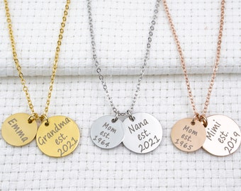 Personalized Custom New Grandma Necklace Nana Mimi Jewelry New Mom Est. Necklace Pregnancy Baby Announcement Gift Mothers Day Gift