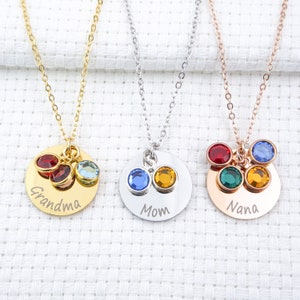 Personalized Custom Family Mother Childs Birthstone Necklace Kids Grandchildren&#39;s Birthstone Jewelry Gigi Mimi Birthday Mother&#39;s Day Gift