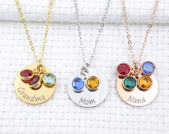 Personalized Custom Family Mother Childs Birthstone Necklace Kids Grandchildren's Birthstone Jewelry Gigi Mimi Birthday Mother's Day Gift