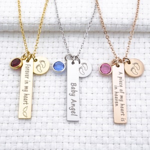 Personalized Custom Miscarriage Memorial Gift Necklace Baby Foot Print Loss of Baby Child Sympathy Condolence Bereavement Gift For Mom
