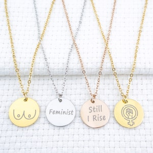 Personalized Custom Women Empowerment Gift Necklace Girl Power Girl Boss Female Empowerment Feminist Gift Jewelry