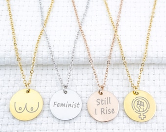 Personalized Custom Women Empowerment Gift Necklace Girl Power Girl Boss Female Empowerment Feminist Gift Jewelry