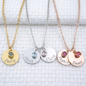 Personalized Custom Mother Kids Childs Name Birthstone Necklace Family Children&#39;s Initial New Mom Mama Baby Wife Jewelry Birthday Gift