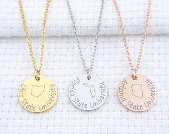 Personalized Custom State University Gift Necklace