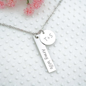 Personalized Custom Army Military Navy Marine Air Force Mom Wife Girlfriend  Deployment Necklace Long Distance Gift Mother Jewelry