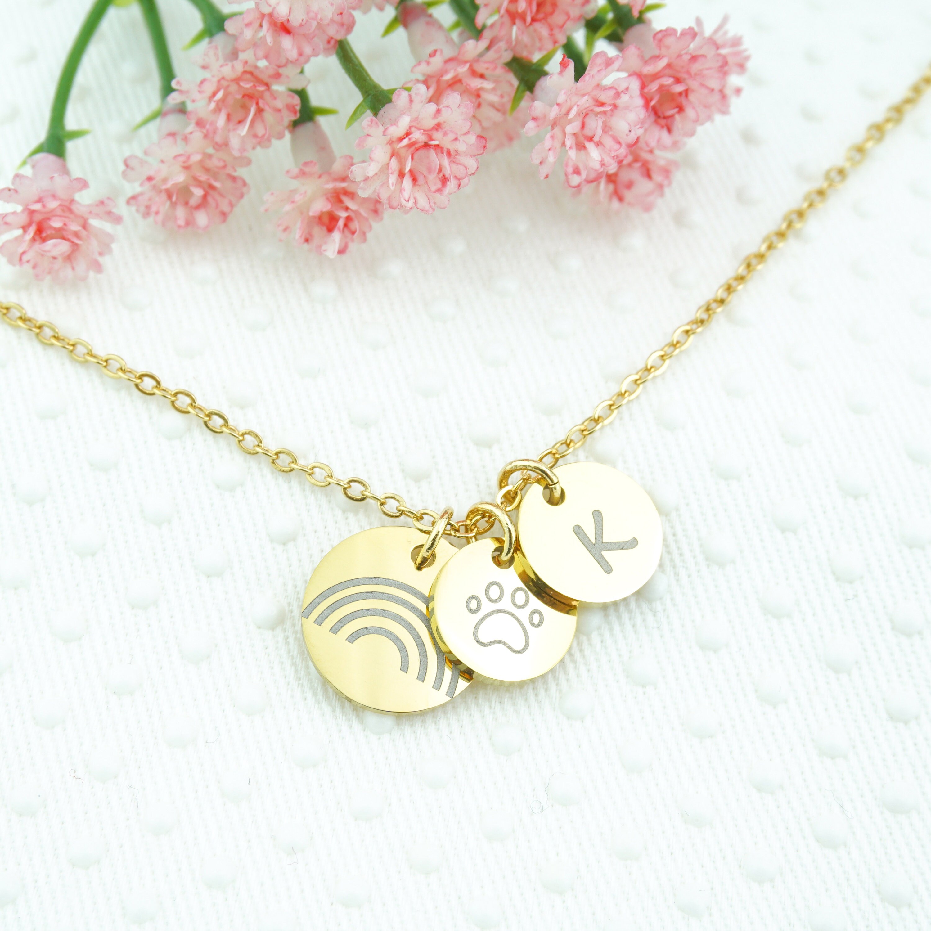 Personalized Custom Rainbow Paw Pet Memorial Necklace Rainbow Bridge ...