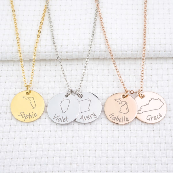 Personalized Custom State Necklace Long Distance Gift For Friend Soul Sister Daughter State Jewelry Girlfriend Relationship Friendship Gift