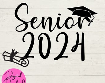 Senior 2024 SVG, Senior Class van 2024 jpeg png, Digitale Downloads, Cut File voor Cricut Machine, Afstuderen Download, Digitale Clip Art,